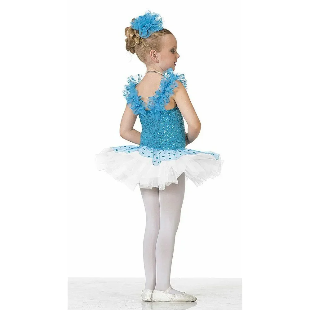 Pre-Owned Dance Costume Art Stone 2126 Large Child Turquoise Ballet Sequin